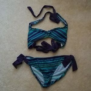 Striped Bikini Set in Blue and Purple